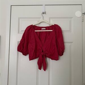 Abercrombie & Fitch Cropped Tie Front Blouse